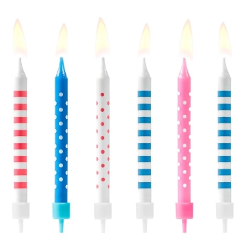 Kerzen - Punkte und Streifen - Pink / Blau